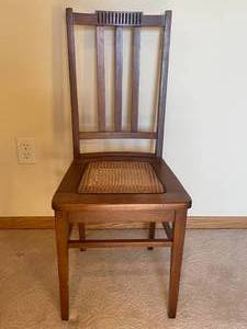 lot 229 image: Vintage Caned Accent Chair with Subtle Art Deco Carved Accents