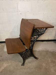 lot 38 image: Antique Wrought Iron Minneapolis School Desk