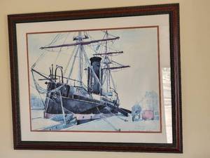 lot 177 image: Norwegian Freighter Ship Framed Art