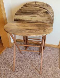 lot 178 image: Rustic Wood Folding TV Table Set