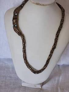lot 113 image: Impressive Chinese Dragon Clasp Necklace with Turquoise Eyes