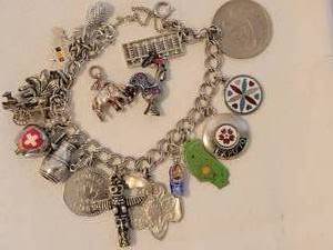 lot 126 image: Sterling Silver Travel Theme Charm Bracelet  58g