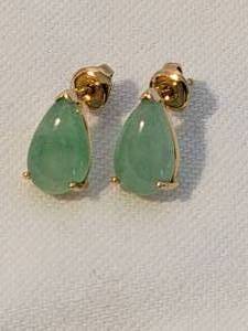 lot 115 image: Delicate Jade Teardrop Pierced Earrings