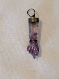 lot 130 image: Brazilian Amethyst Crystal Figa Fist Pendant