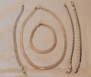 lot 132 image: Sterling Silver Jewelry Collection  Necklace and Bracelets  38g