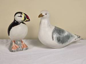 lot 68B image: Adorable Vintage Ceramic Animal Statuette - Andersen Designs - Seagull & Puffin