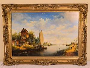 Stunning Original Fine Art Oil Landscape Painting - Leon Arie Feyen - River Landscape