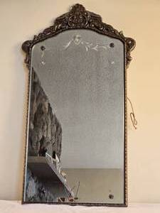 lot 96 image: Antique Art Nouveau Scrolled Accent Wall Mirror