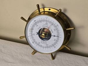 lot 32 image: Vintage Brass Airguide Marine Barometer