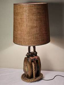 lot 29 image: Vintage Ships Block Nautical Table Lamp