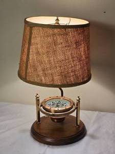 lot 28 image: Vintage Abercrombie & Fitch Nautical Compass Table Lamp