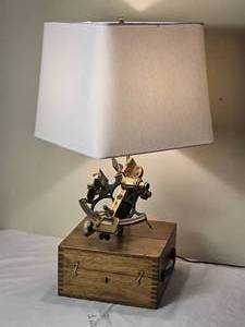 lot 27 image: Incredible Vintage WWII Era Sextant Table Lamp - Husun - Henry Hughes & Son Ltd.