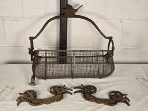 lot 42 image: Antique 19th Century Barr Metal Cash Carrier Basket