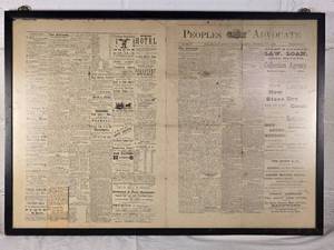 lot 77 image: Amazing Antique Newsprint c. 1880 - Peoples Advocate - Howard Lake, Minnesota - Includes Edison Light Bulb Invention Headline