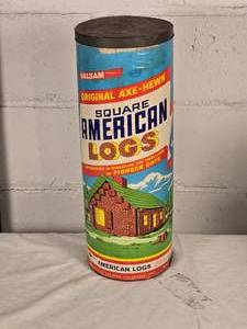 lot 316 image: Vintage Halsam Original Axe-Hewn Square American Logs Playset
