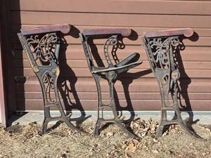 lot 314 image: Brilliant Antique Iron Theater Seat Armrest Rail Collection - (3)