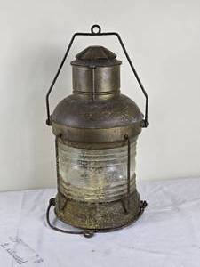 lot 21 image: Antique Italian Brass Marine Oil 360 Degree Anchor  Navigational Lantern - G. Bottaro