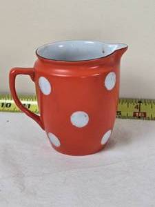 lot 304 image: Adorable MCM Czech Vintage Polka Dot Creamer Vase