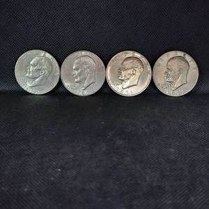 lot 13 image: 4-Ike Silver Dollars, 1971,1978,1978,1978, 1976 Bicentennial