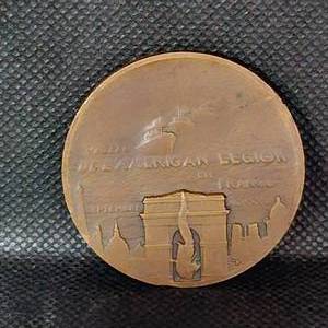 lot 18 image: 1927 Bronze Legion Coin Medal, Great Orignal Patina