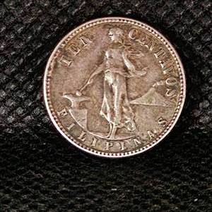 lot 21 image: 1944 Phillipenes 10 Centavos Coin