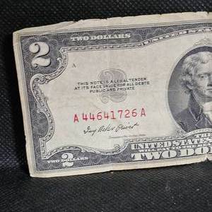 lot 27 image: 1953 $2 Red Seal Bill