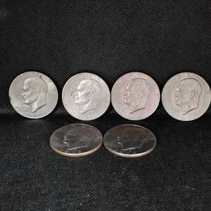 lot 38 image: 6-Ike Silver Dollars