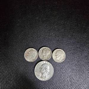lot 43 image: 1964 Washington Silver Quarter, 3 Silver DImes
