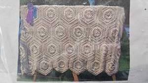 1960 Crocheted Bed Spread, Absolutely Stunning and Excellent Condition,96"x96" comes with 2 pillow shams