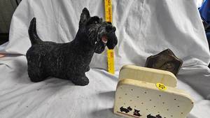 lot 23 image: Scotty Dog Statue, Bookends, Napkin Holder