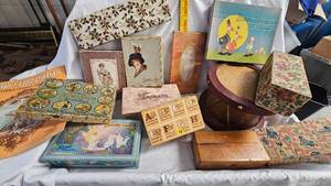 lot 24 image: Drum Box, Storage Boxes, alphabet boxes