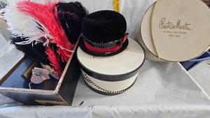 lot 41 image: Hat Boxes with Hat and Feathers