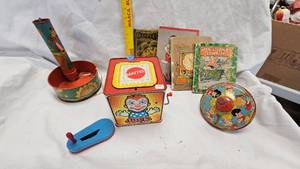 lot 58 image: Jack in the Box, Noisemaker, Top, Water Pump Toy