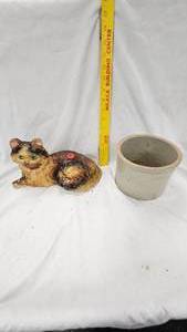 lot 103 image: Plaster Vintage Cat and Stoneware Crock