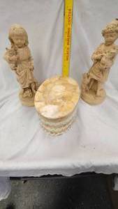 lot 104 image: BoyGirl Statues and Storage Box