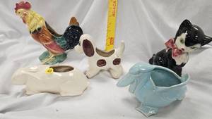 lot 121 image: Planters, Chicken, Dog, Cat, Rabbit