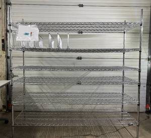 lot 11 image: Heavy Duty Stainless Steel 6 Tier Shelves Utility Cleanroom Storage Rack NSF Approved - Excellent Condition 72 x 72 x 24