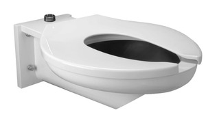 lot 57 image: MSRP $8000 Zurn Z5690-SEAT Wall Hung Antimicrobial Bariatric Toilet Bowl Seat With Lid - 1000-lb Load White&nbspZurnSHIELD Stainless Steel - In Like New Condition