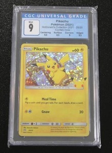 lot 6 image: 2021 Pokemon McDonalds Collection Confetti Holo Pikachu #2525 CGC 9