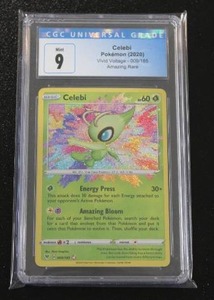 lot 21 image: 2020 Pokemon Vivid Voltage Amazing Rare Celebi #009185 CGC 9