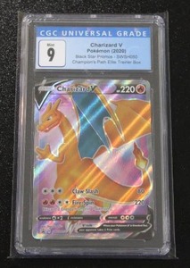 lot 25 image: 2020 Pokemon Black Star Promo Charizard V #SWSH050 CGC 9