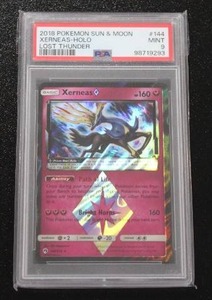 lot 27 image: 2018 Pokemon S&M Lost Thunder Holo Xerneas #144214 PSA 9