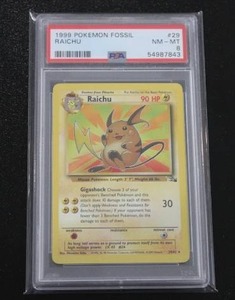 lot 53 image: 1999 Pokemon Fossil Raichu #2962 PSA 8