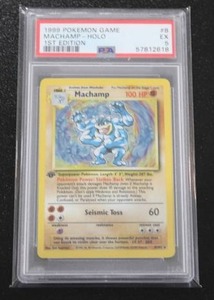 lot 84 image: 1999 Pokemon Base Set 1st Edition Machamp #8102 PSA 5