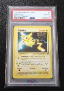 lot 95 image: 1999 Pokemon Black Star Promo Movie Promo Pikachu #4 PSA 8