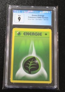 lot 103 image: 1999 Pokemon German Base Set 1st Edition Grass Energy #99102 CGC 9