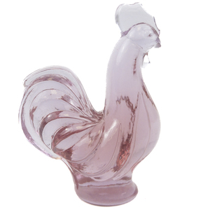 lot 32K image: FENTON Miniature Pink Glass Rooster Figurine