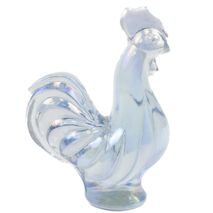 lot 32N image: FENTON Misty Blue Iridescent Glass Rooster Figurine