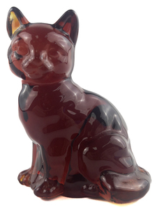 lot 38S image: FENTON Ruby Red Sitting Glass Cat Figurine