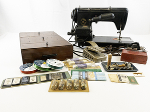 lot 45 image: Vintage PFAFF 6 Sewing Machine & Sewing Manuals, Sewing Box, Sewing Supplies & More